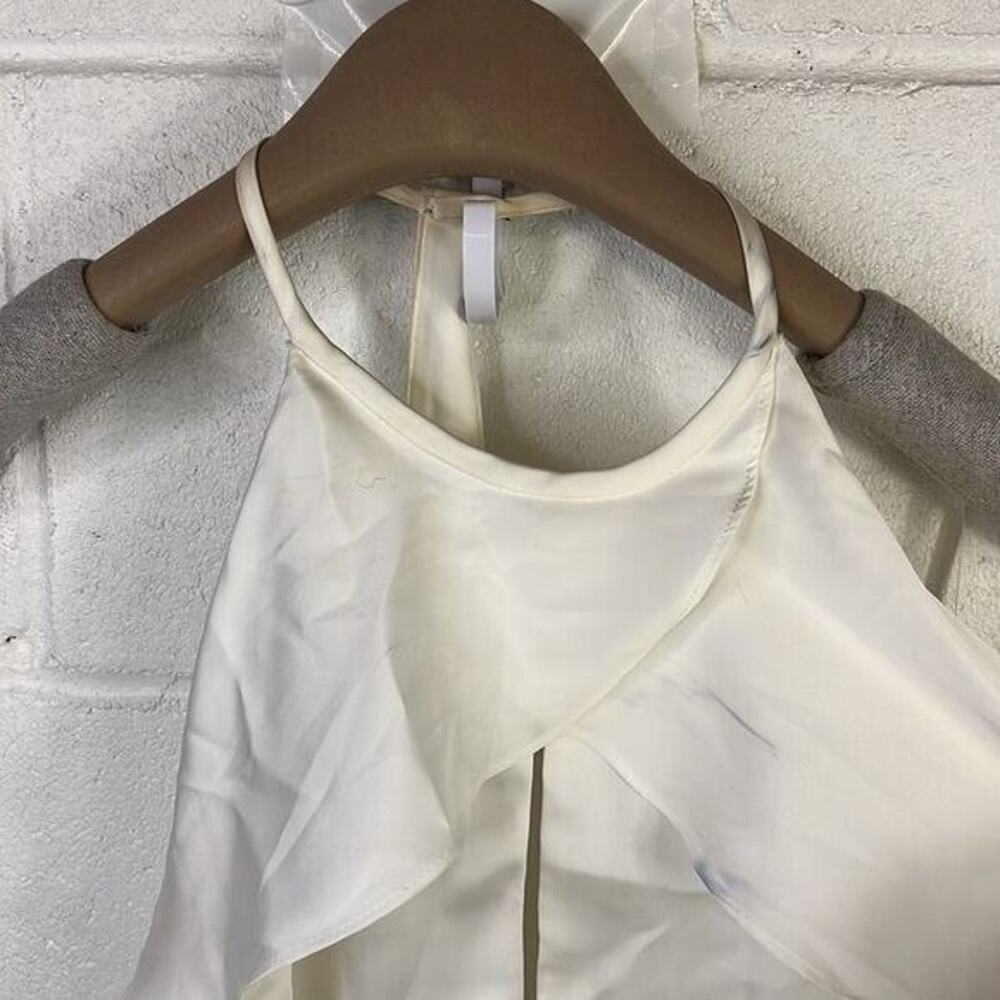 New Jill Stuart Ruffle Halter Gown, ivory, 6 Satin bridesmaid long high slit - Picture 4 of 6